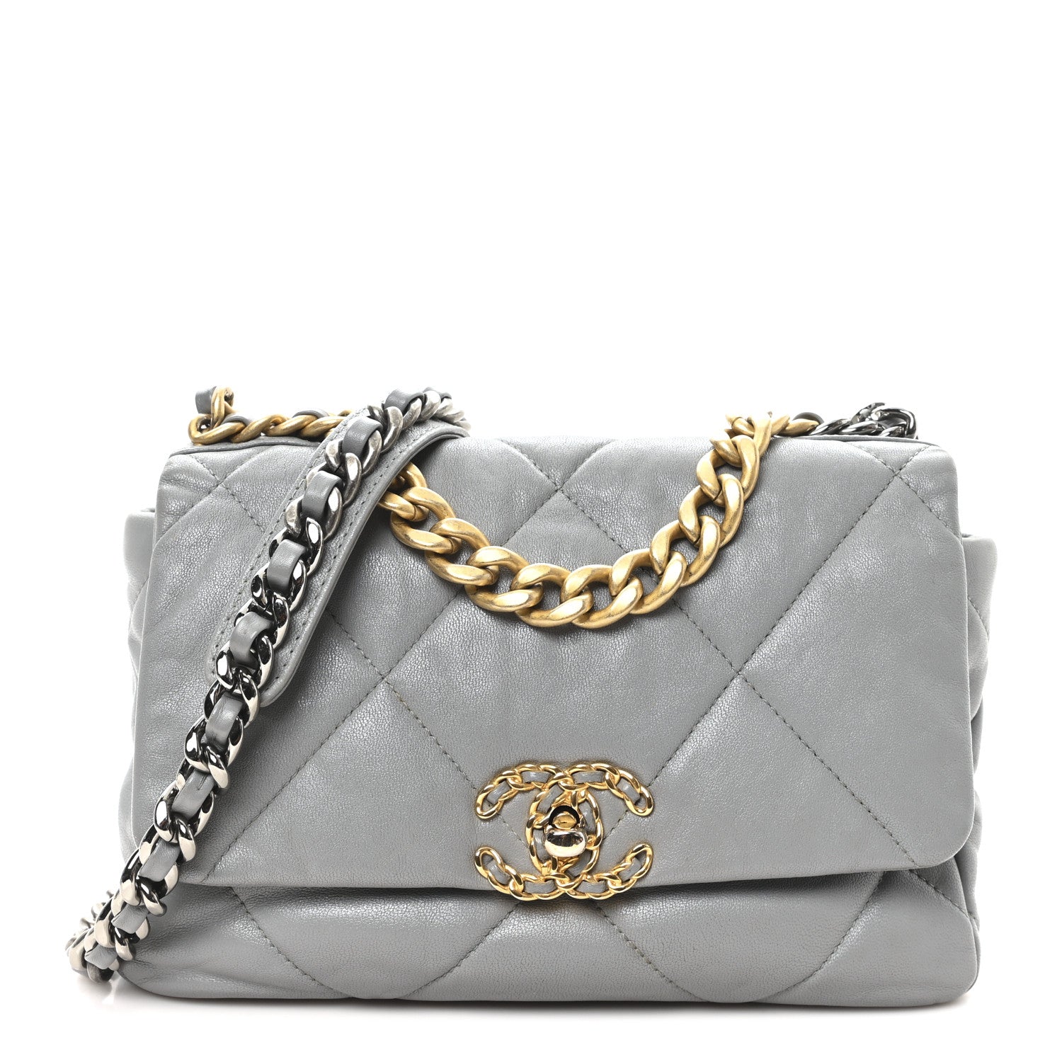 Chanel Goatskin Quilted Medium Chanel 19 Flap Grey 1 of 10