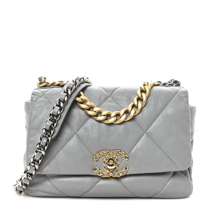 Chanel Goatskin Quilted Medium Chanel 19 Flap Grey 1 of 10