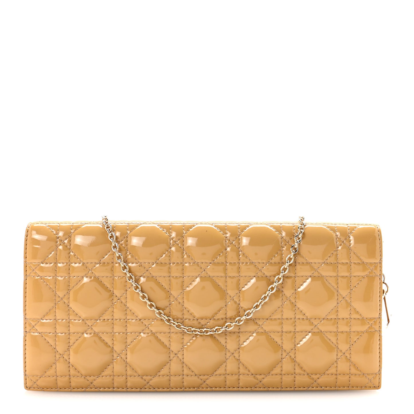 Patent Cannage Lady Dior Convertible Clutch Beige