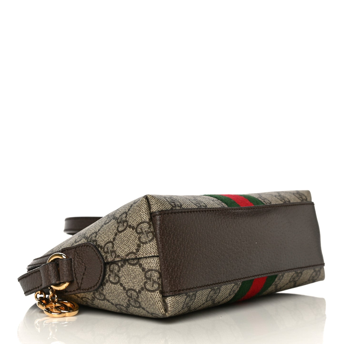 GG Supreme Monogram Textured Dollar Calfskin Web Small Ophidia Dome Shoulder Bag Beige Ebony New Acero