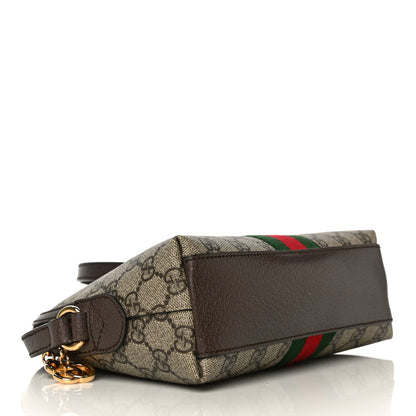 Gucci GG Supreme Monogram Textured Dollar Calfskin Web Small Ophidia Dome Shoulder Bag Beige Ebony New Acero 4 of 11