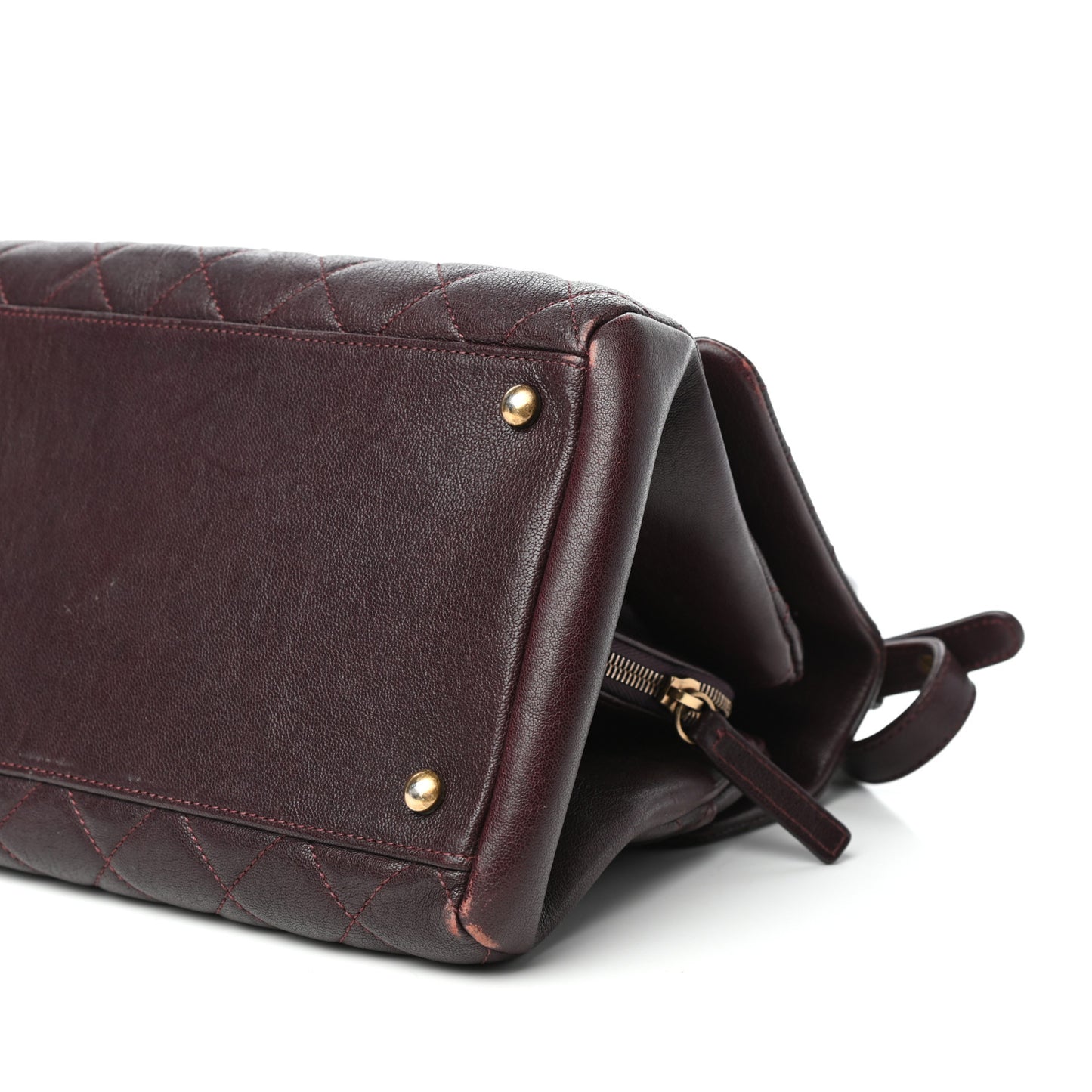 Shiny Sheepskin Quilted Large Trapezio Flap Dark Burgundy