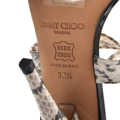Jimmy Choo Elaphe Patent Buckle Strappy Sandals 38.5 Natural 8 of 9