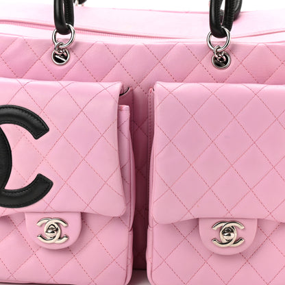 Chanel Calfskin Quilted Large Cambon Multipocket Reporter Pink Black 7 of 10