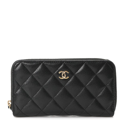 Chanel Caviar Quilted Medium Zip Around Wallet Black 1 of 12