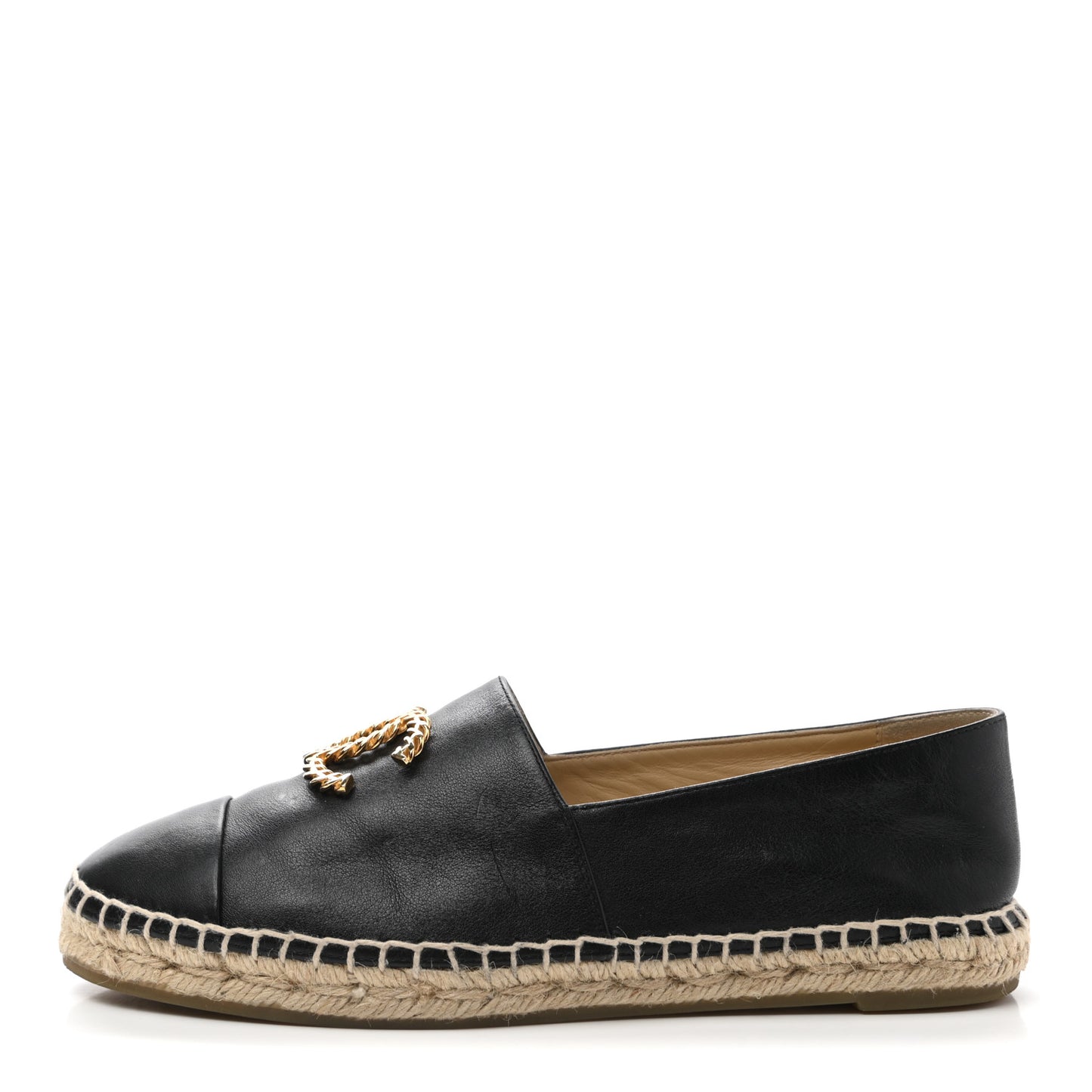 Calfskin Chain CC Espadrilles 38 Black