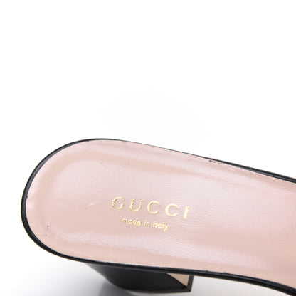 Gucci Nappa Silk Pearl Bee Embellished Mid Heel Slide Sandals 38.5 Black 8 of 14