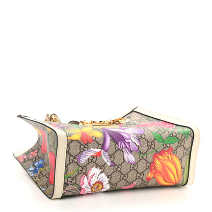 Gucci GG Supreme Monogram Flora Textured Calfskin Small Padlock Tote Beige Ebony Multicolor Mystic White 4 of 8
