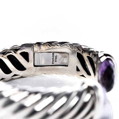 David Yurman Sterling Silver Amethyst 15mm Waverly Bracelet 5 of 5