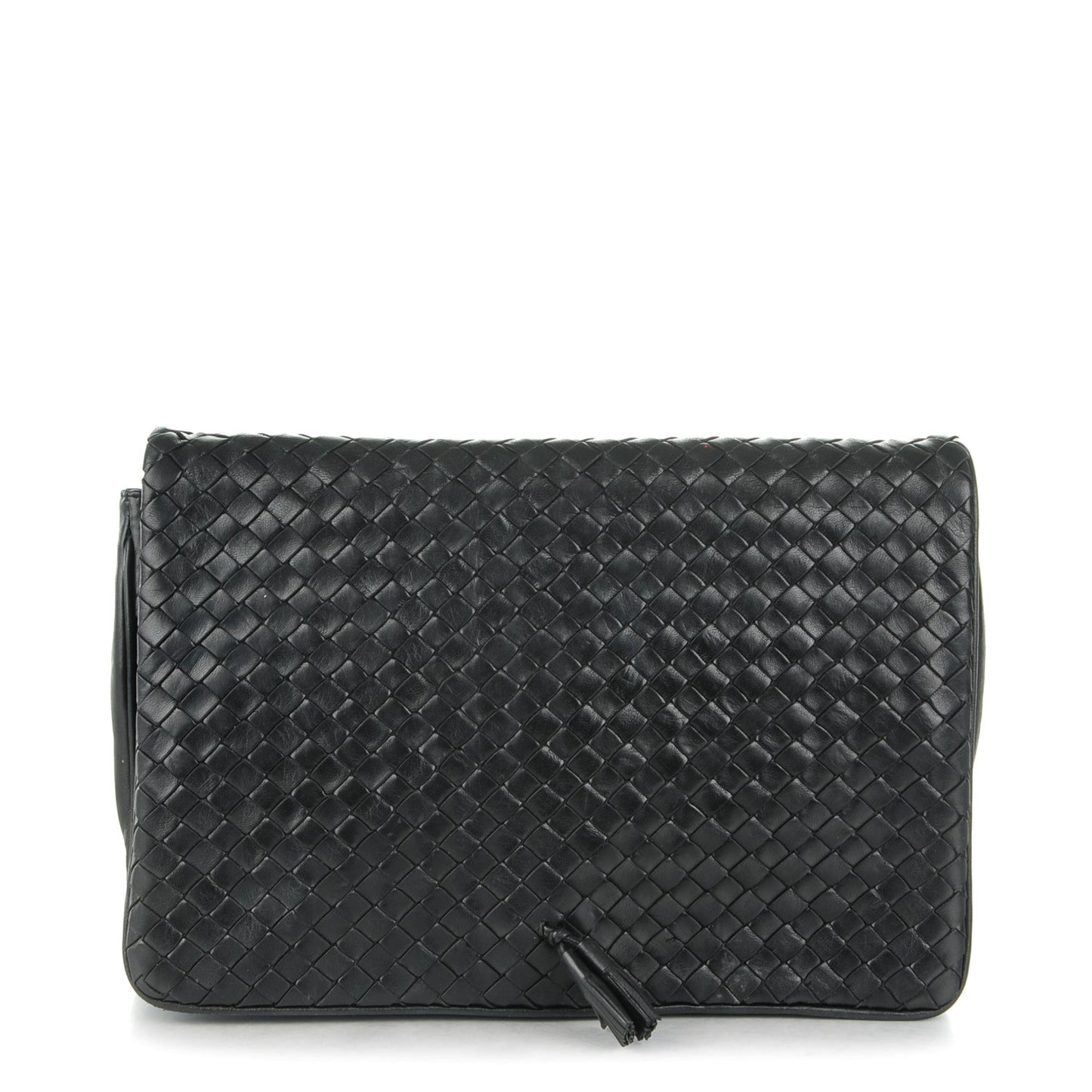 BOTTEGA VENETA Nappa Intrecciato Flap Clutch Nero Black