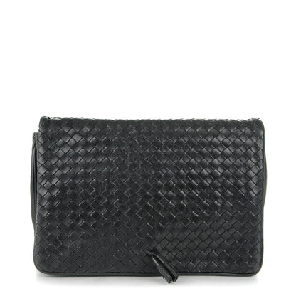 Bottega Veneta BOTTEGA VENETA Nappa Intrecciato Flap Clutch Nero Black 1 of 6