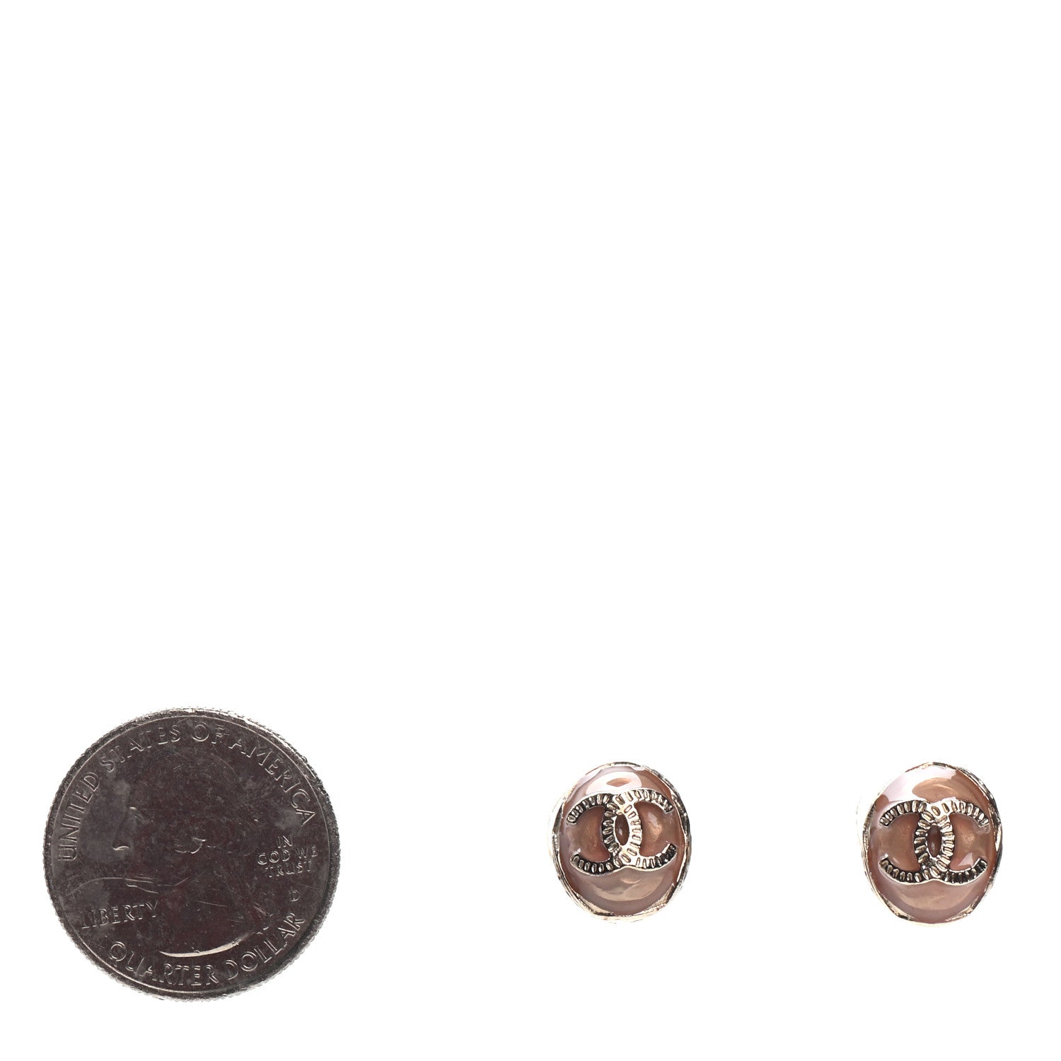 Chanel Resin CC Earrings Pink Gold 2 of 4