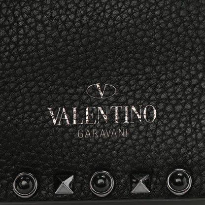 Valentino Garavani Pebbled Calfskin Onyx Medium Rockstud Rolling Flap Saddle Bag Black 7 of 11
