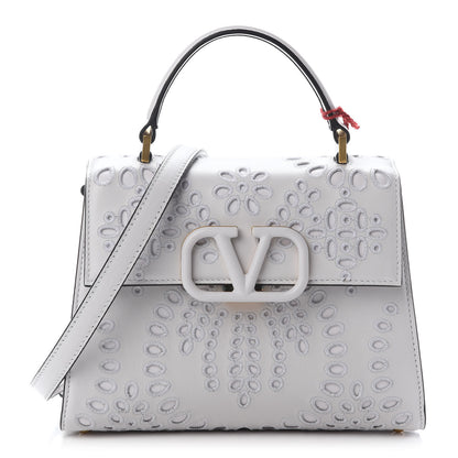 Valentino Garavani Calfskin San Gallo Embroidery Small VSling Bag Optic White 1 of 9