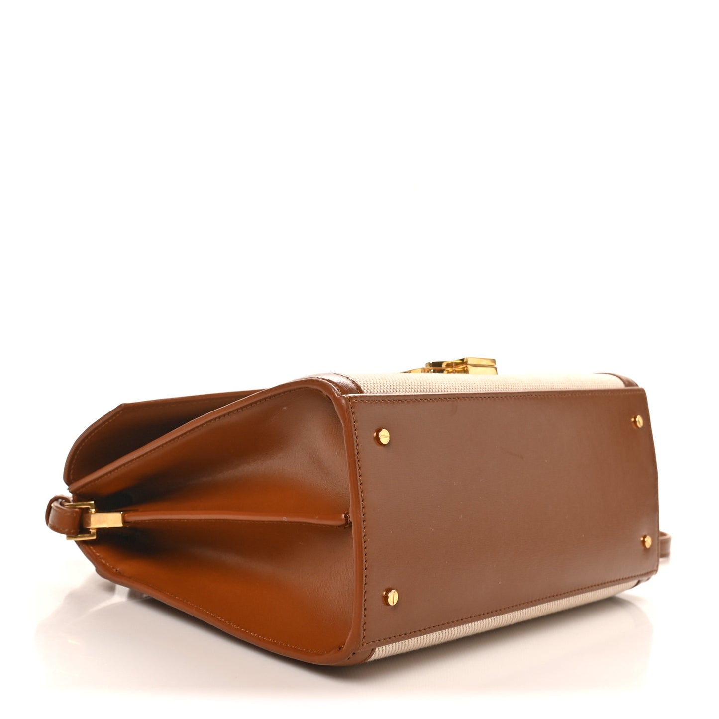 Canvas Calfskin Medium Classic Monogram Cassandra Top Handle Tan Natural
