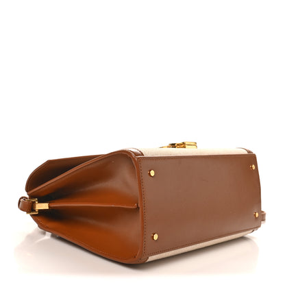 Saint Laurent Canvas Calfskin Medium Classic Monogram Cassandra Top Handle Tan Natural 3 of 9