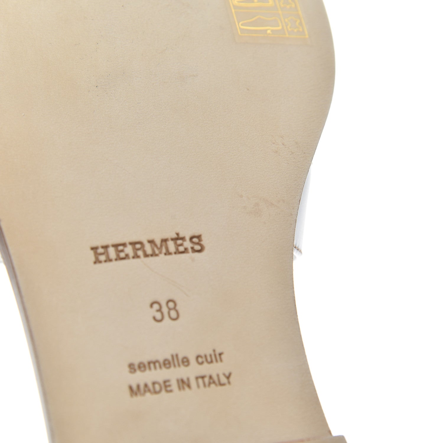 Hermes Box Calfskin Oran Sandals 38 White 8 of 10