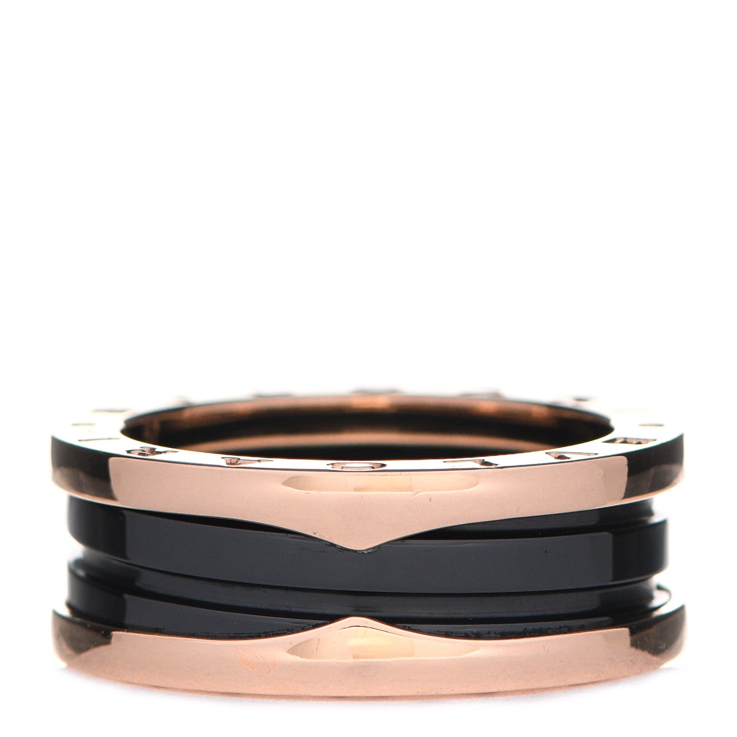 Bulgari 18K Rose Gold Black Ceramic B.Zero1 Two-Band Ring 57 8 3 of 6