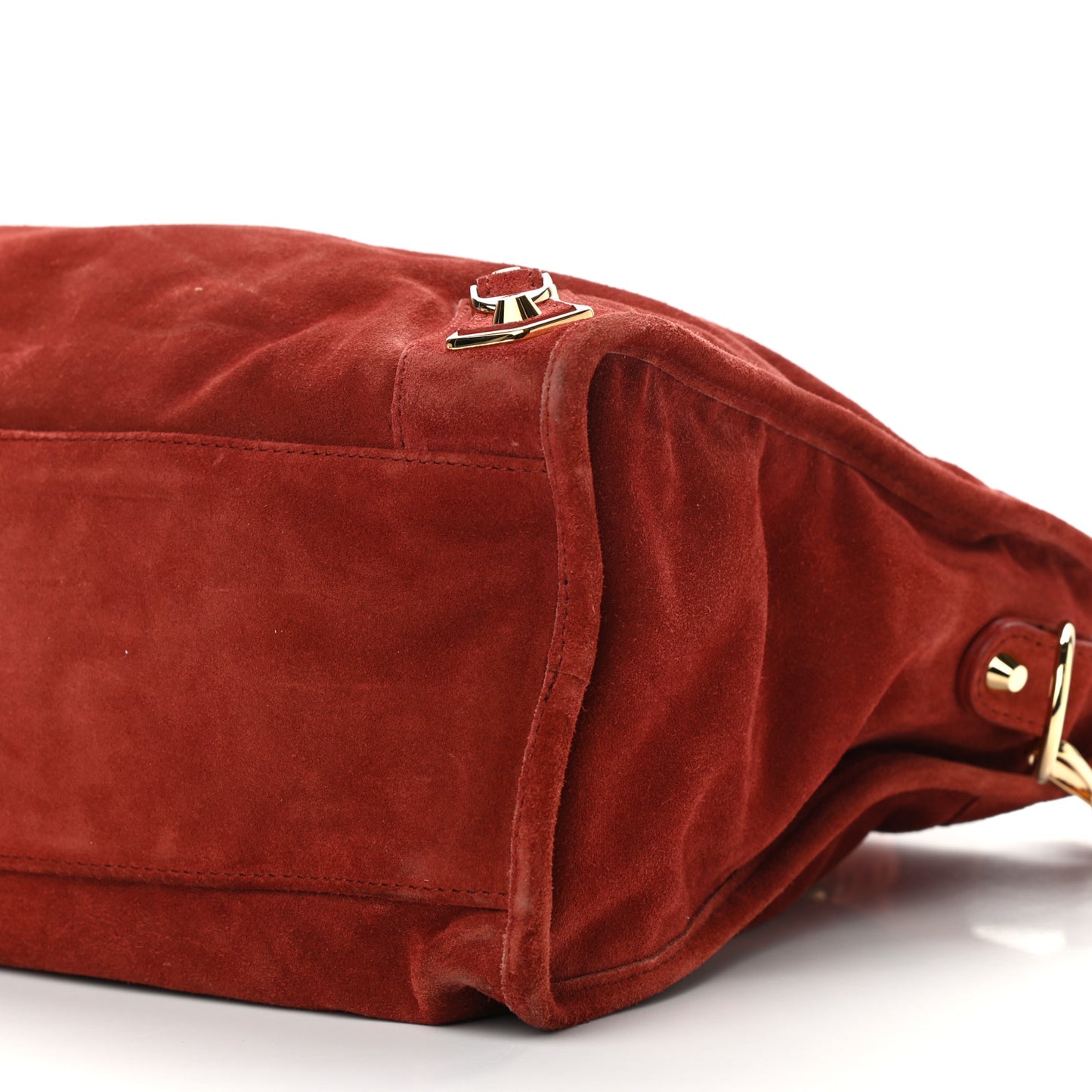 Baby Daim Suede Gold Metallic Edge Hardware City Bois De Rose Fonce