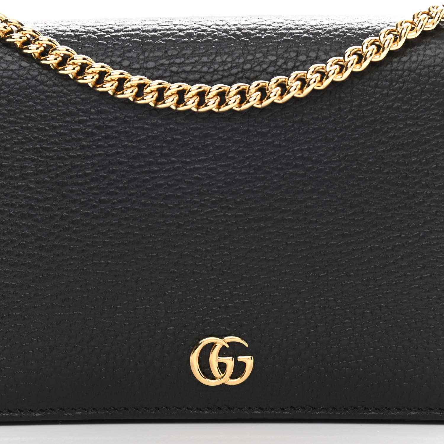 Gucci Calfskin Mini GG Marmont Chain Wallet Black 8 of 12