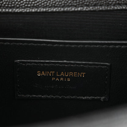 Saint Laurent Grain De Poudre Textured Mixed Matelasse Triquilt Medium Monogram Satchel Black 6 of 11