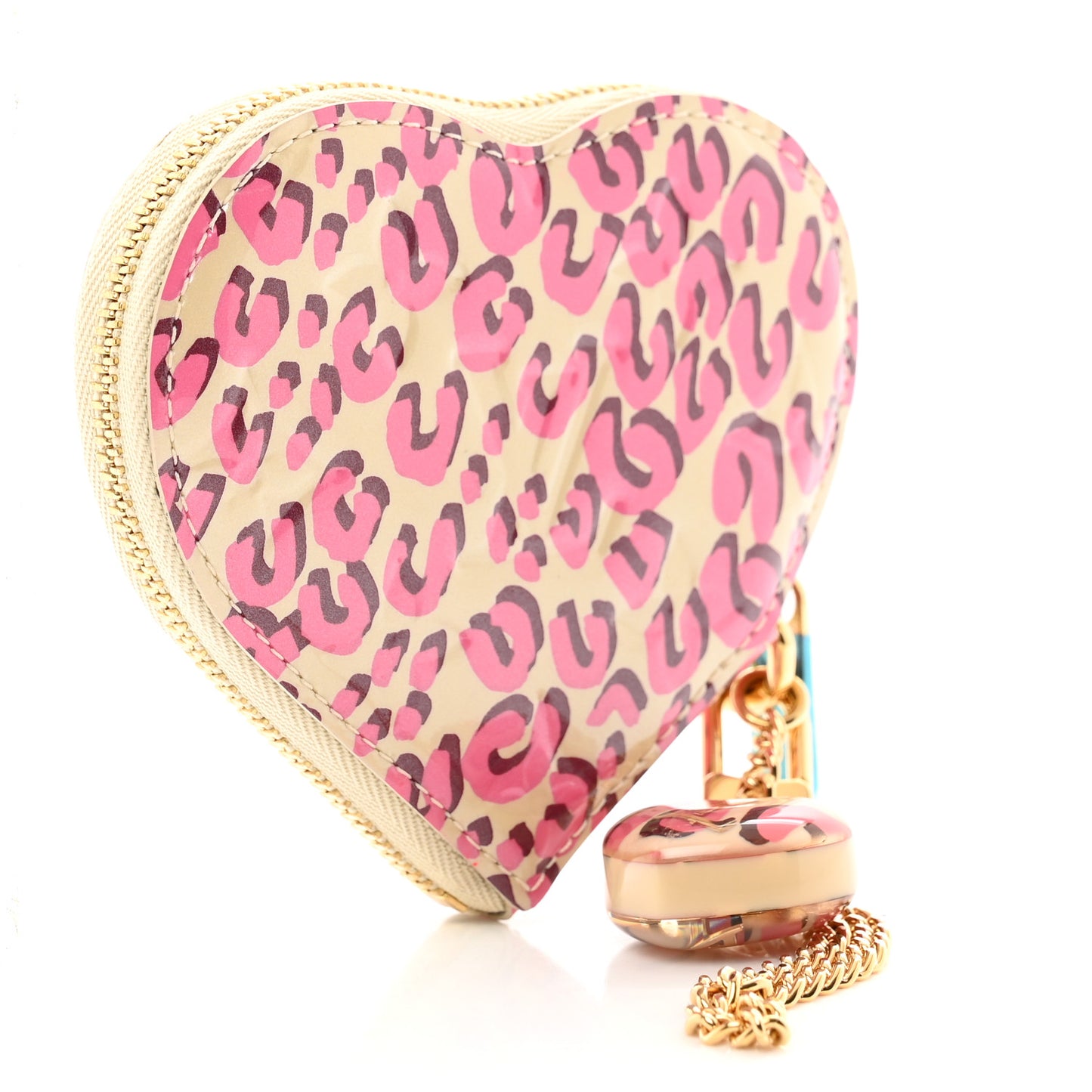 Vernis Leopard Coeur Heart Coin Purse Blanc Corail
