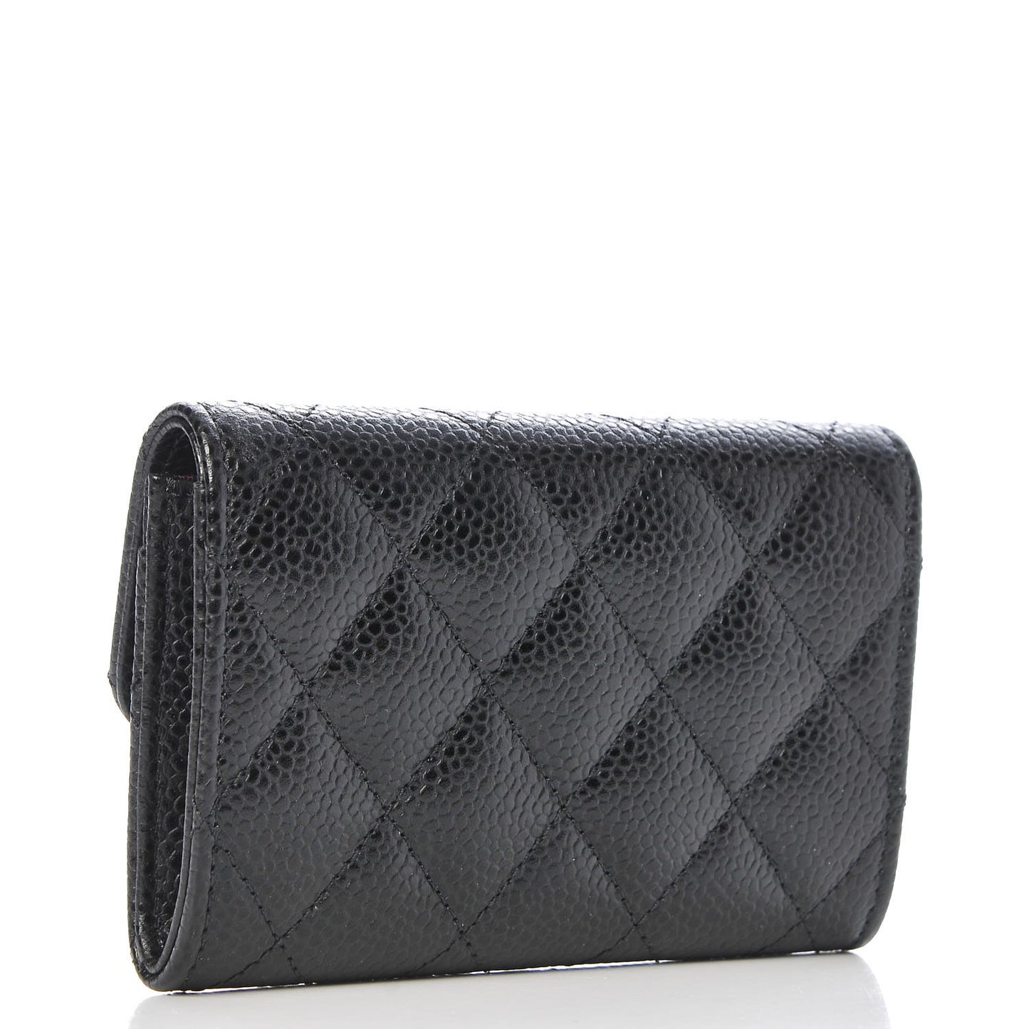 Caviar Quilted Flap Card Holder Black