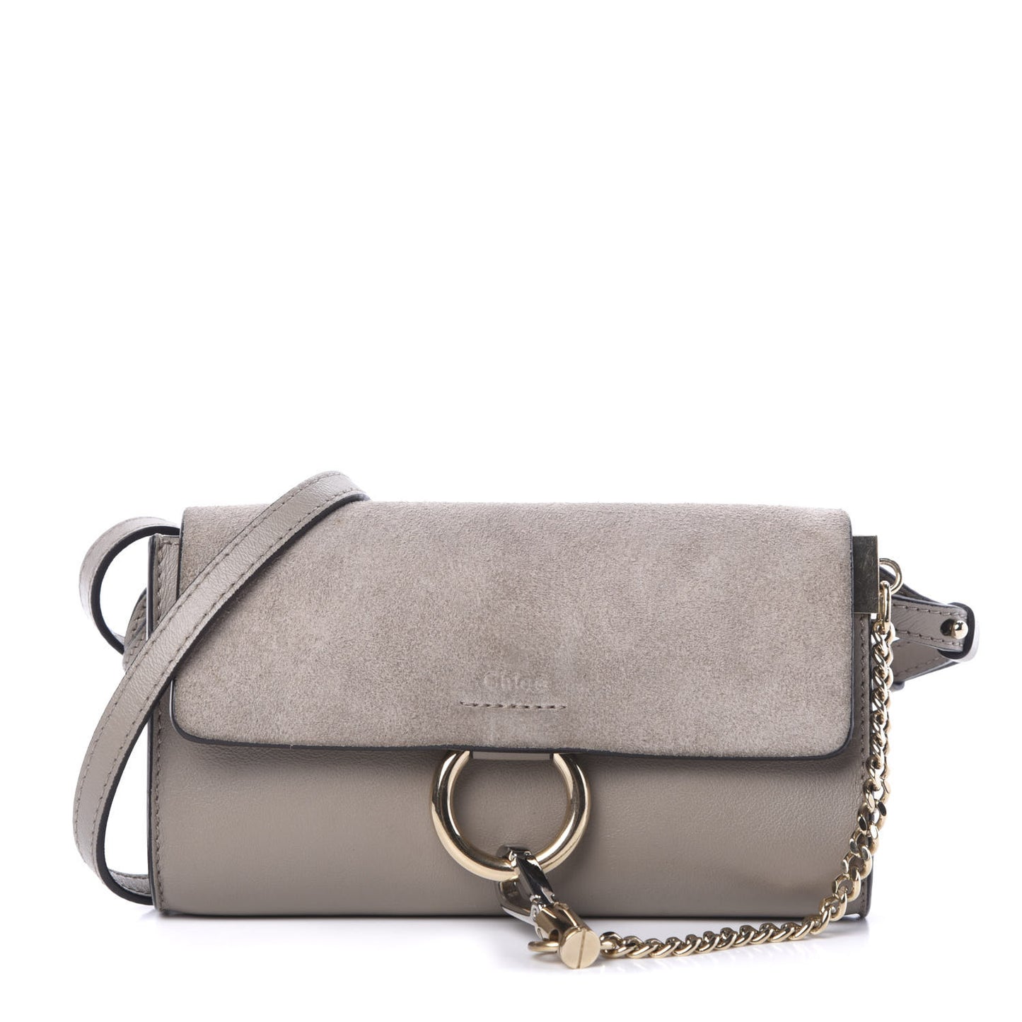 Suede Calfskin Mini Faye Shoulder Bag Motty Grey