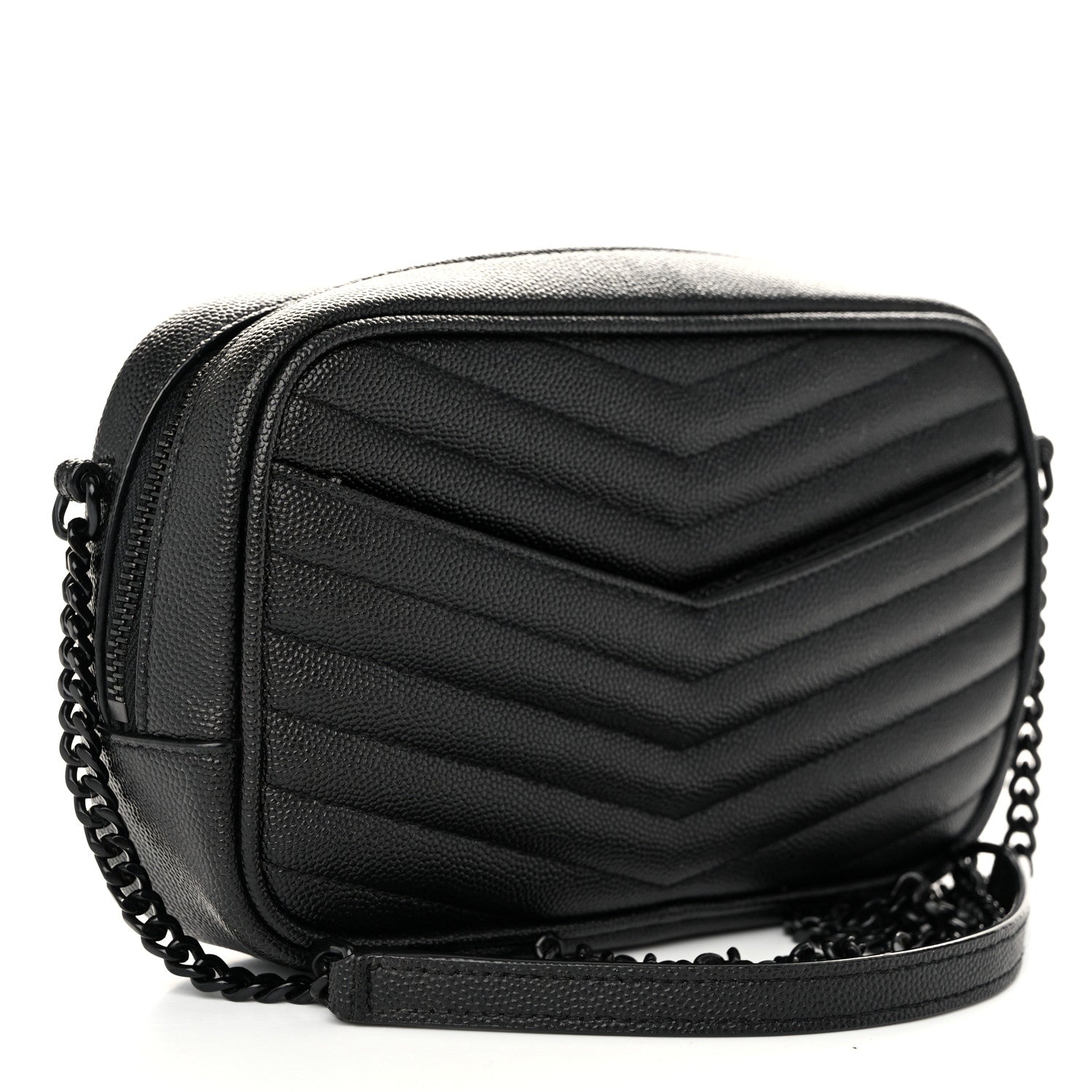 Saint Laurent Grain De Poudre Matelasse Monochrome Monogram Mini Lou Camera Bag Black 3 of 10