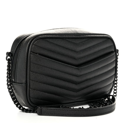 Saint Laurent Grain De Poudre Matelasse Monochrome Monogram Mini Lou Camera Bag Black 3 of 10