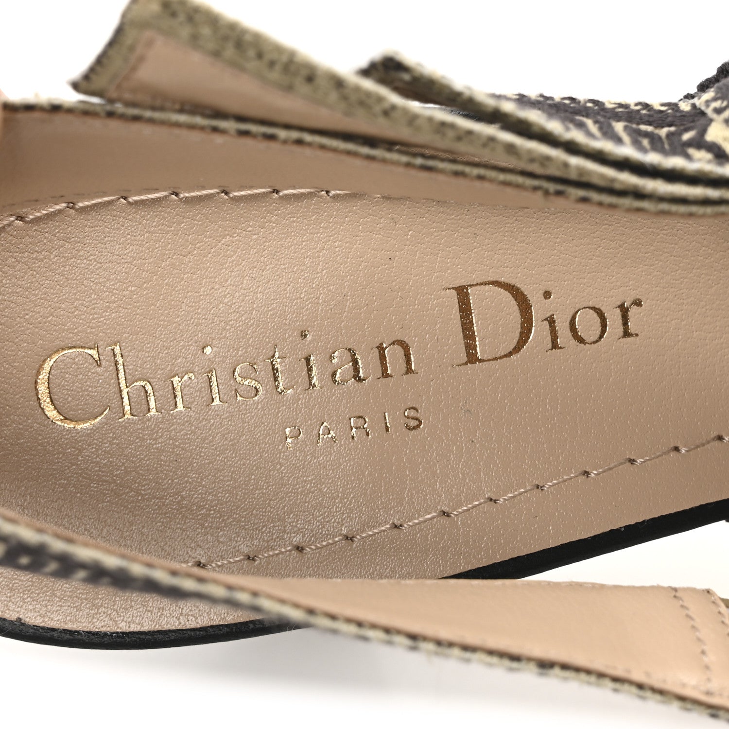 Christian Dior Mizza Cotton Ribbon Embroidered J'Adior Slingback