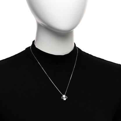 Van Cleef & Arpels 18K White Gold Diamond Guilloche Vintage Alhambra Pendant Necklace 2 of 6