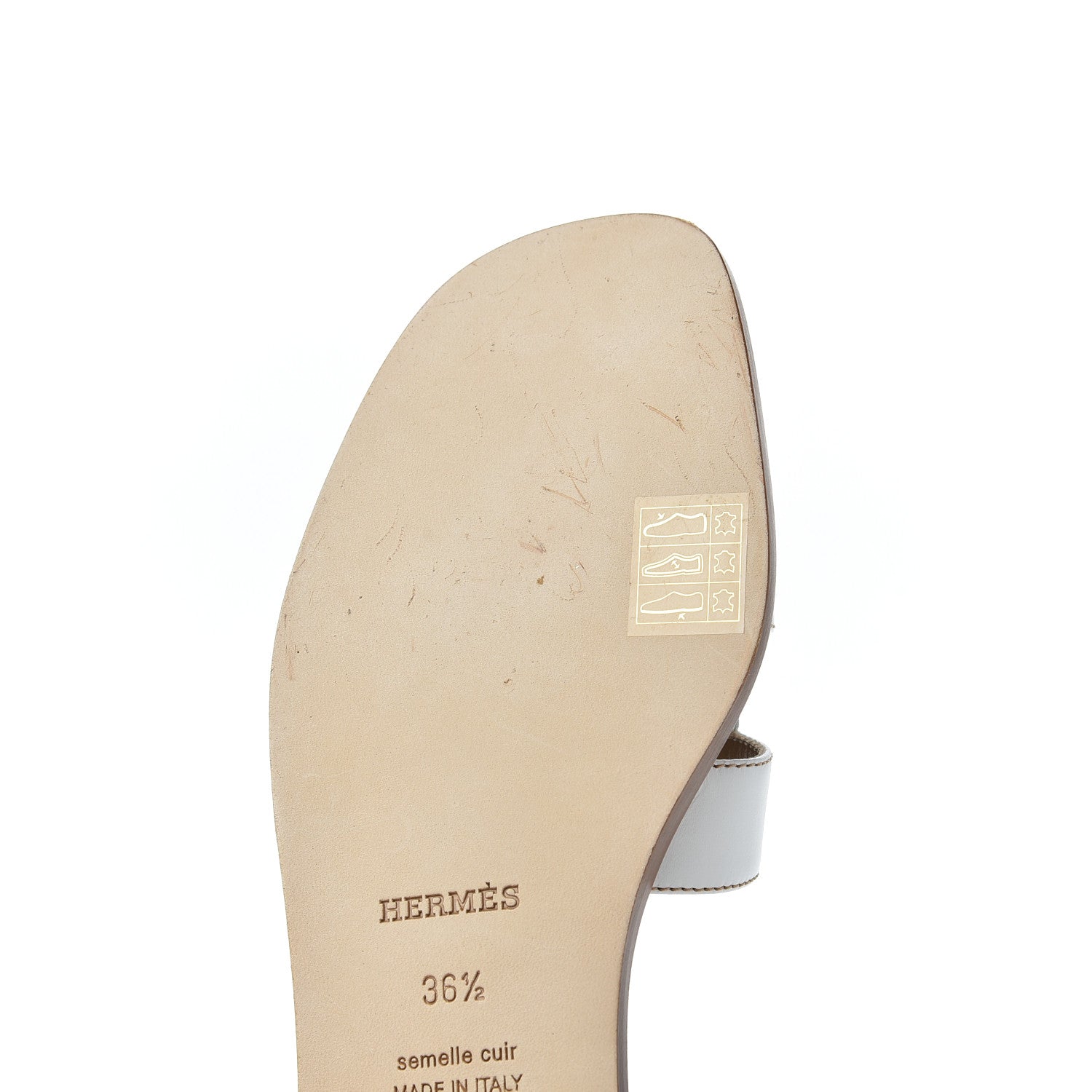 Hermes Box Calfskin Oran Sandals 36.5 White 11 of 15