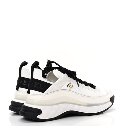 Chanel Velvet Calfskin Mixed Fibers CC Sneakers 38.5 Ivory Black 4 of 11