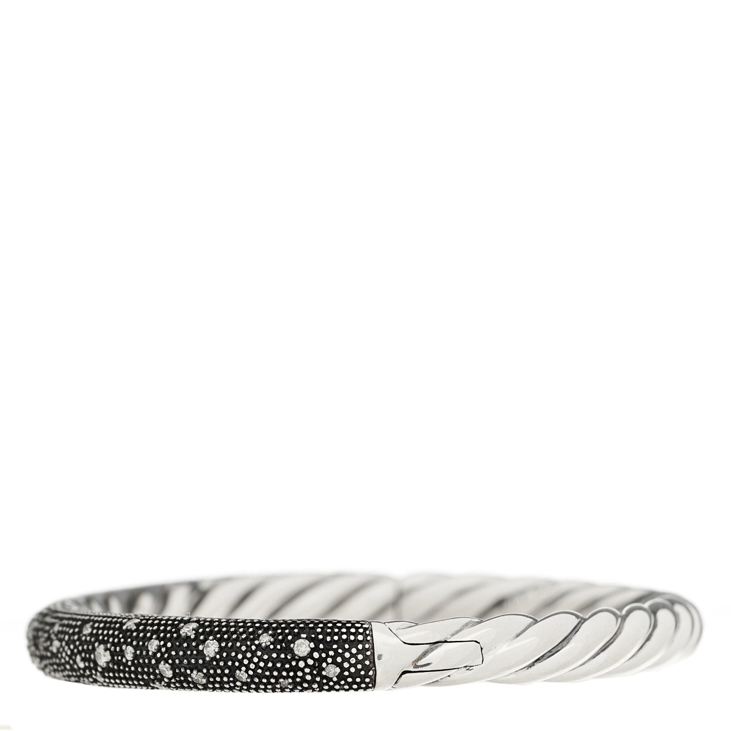 David Yurman Sterling Silver Diamond 5mm Midnight Melange Bangle Bracelet 2 of 4