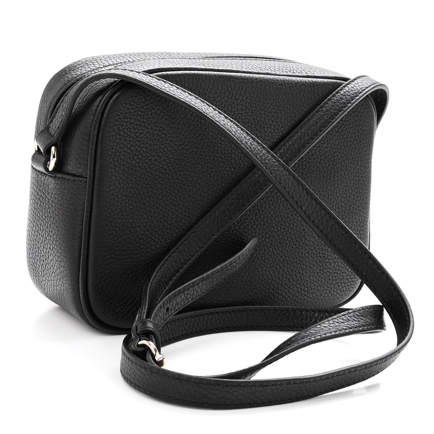 Pebbled Calfskin Small Soho Disco Bag Black