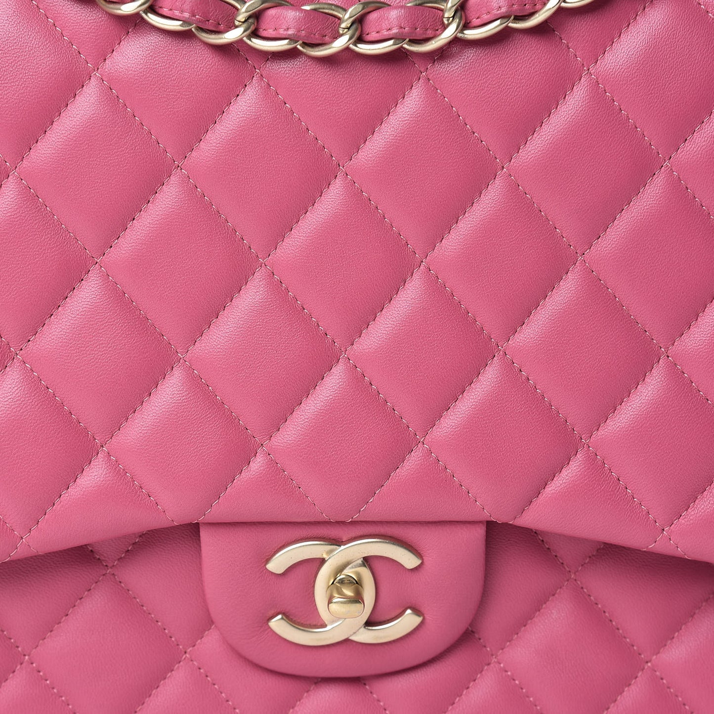 Lambskin Quilted Maxi Double Flap Dark Pink