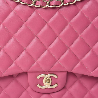 Chanel Lambskin Quilted Maxi Double Flap Dark Pink 8 of 19