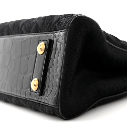 Louis Vuitton Monogram Silk Pony Hair Alligator Trim Linda Black 9 of 9