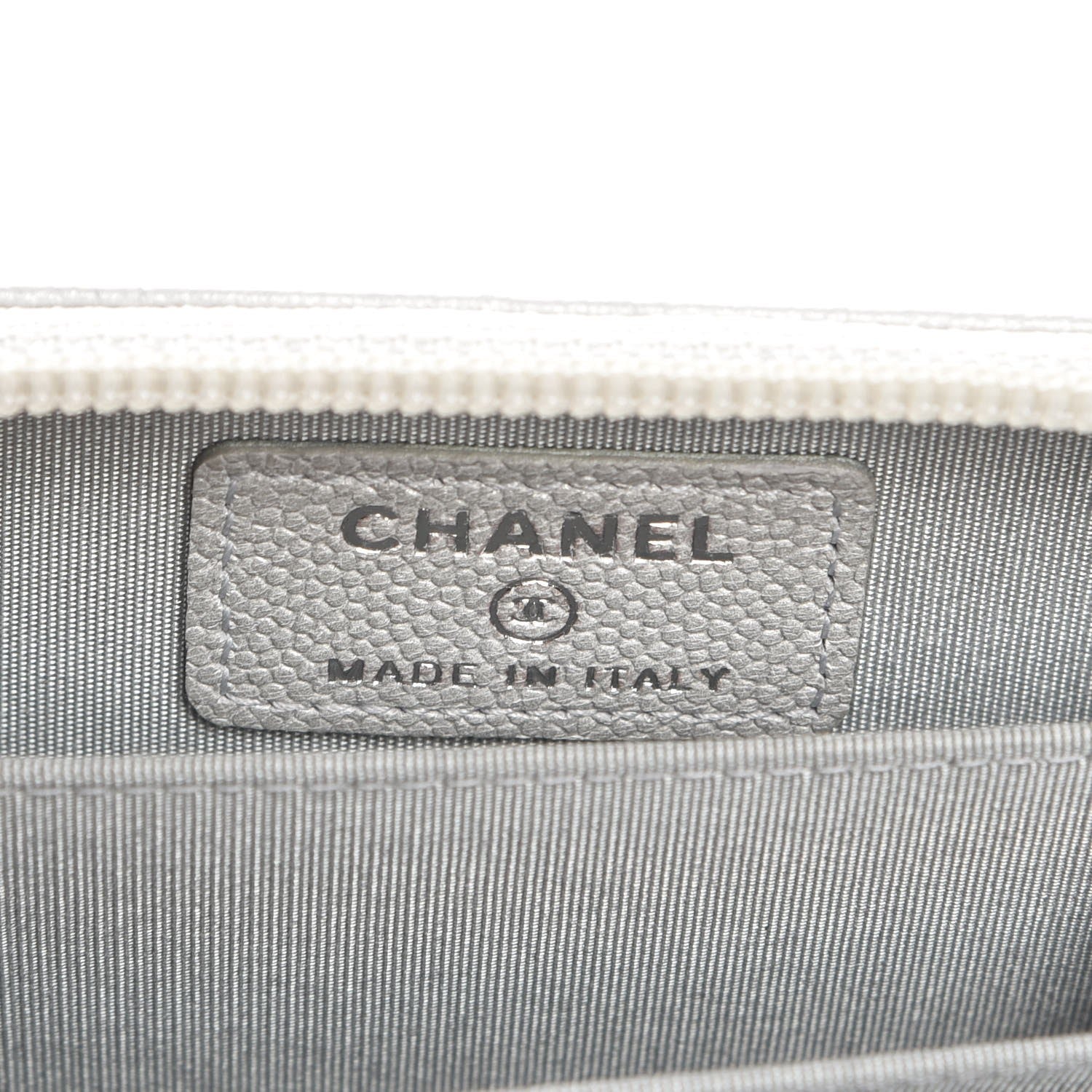 Chanel Caviar Quilted Boy Zip Around Coin Purse Wallet White 6 of 7