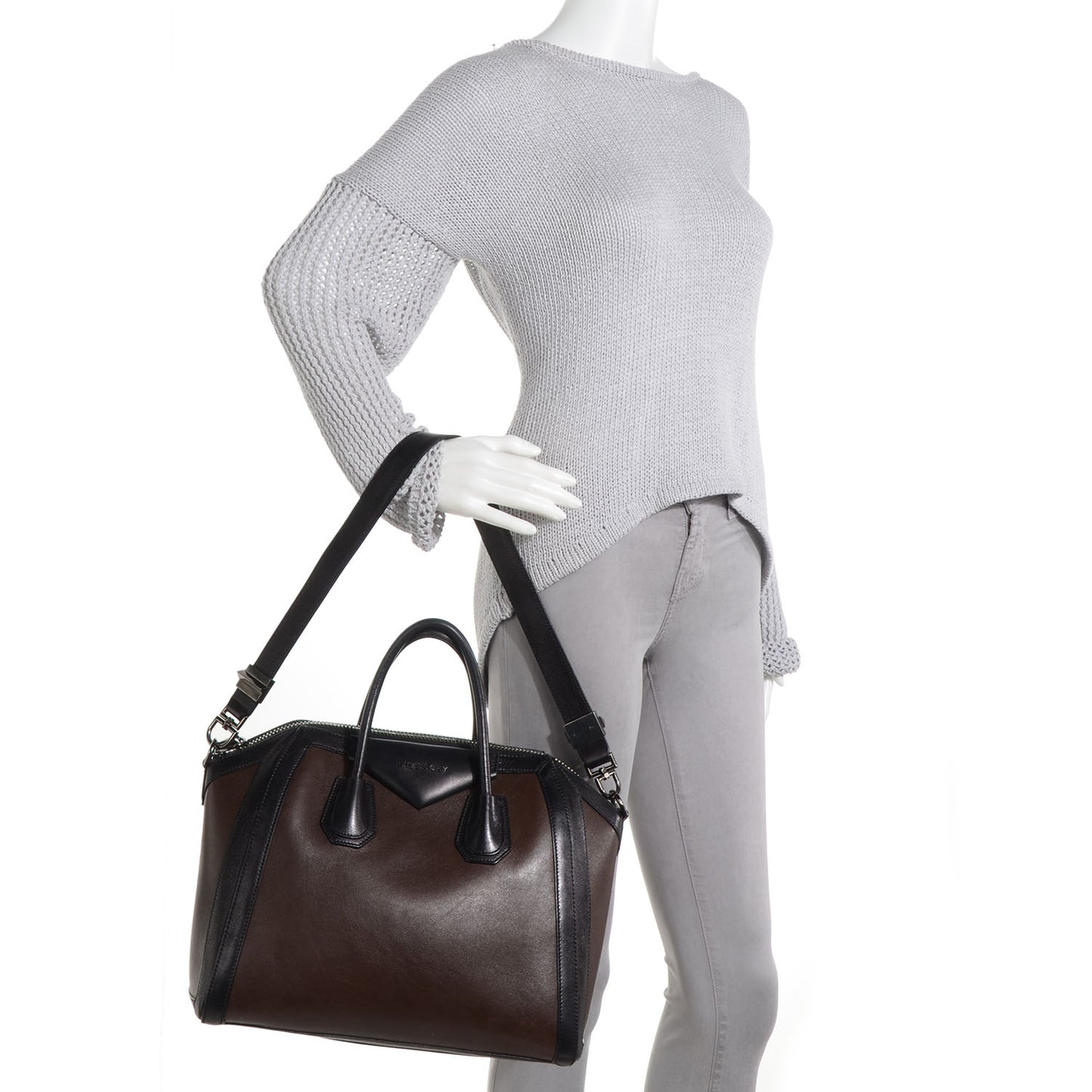 Calfskin Medium Bi-Color Antigona Brown Black