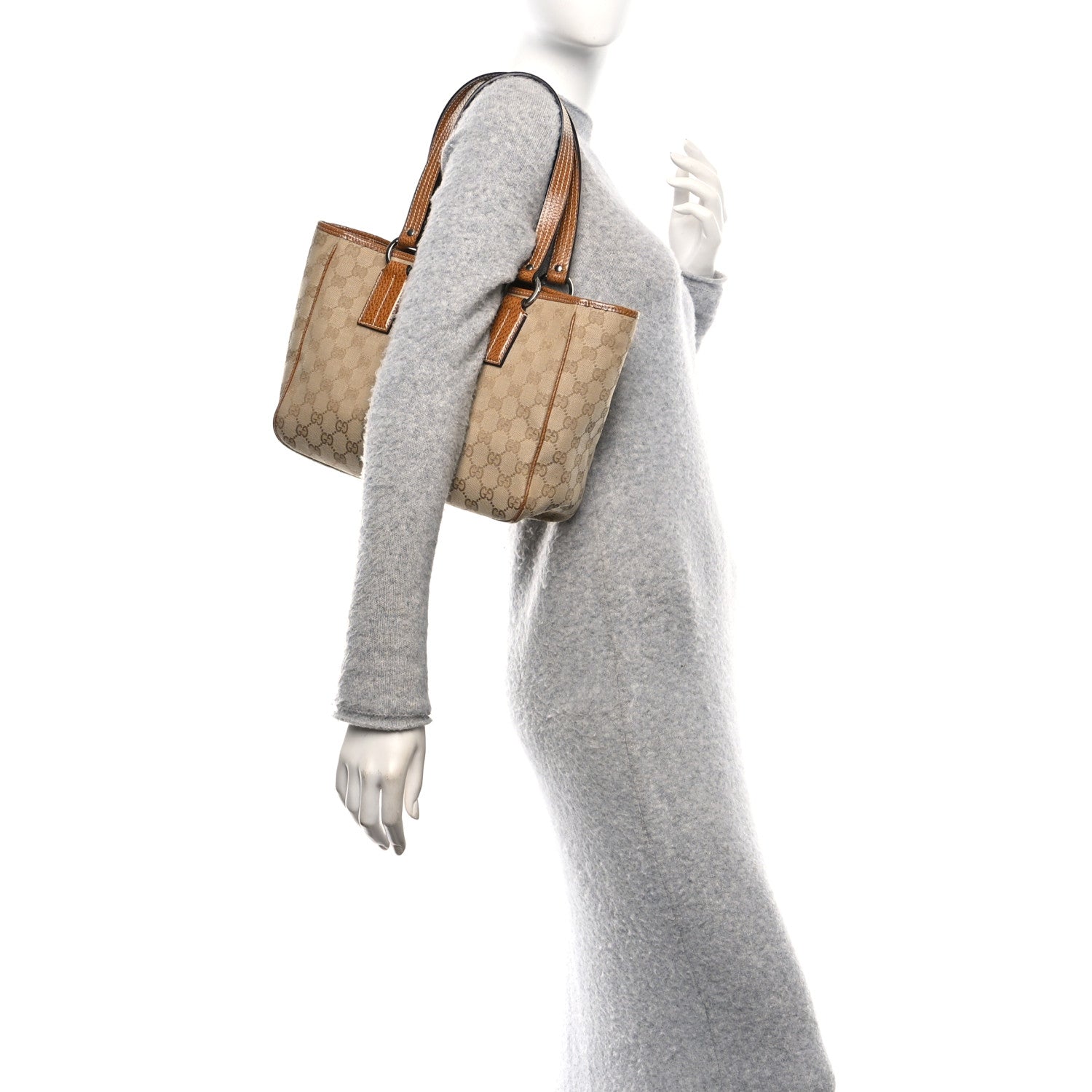 Gucci Monogram Medium Tote Beige Brown 2 of 10