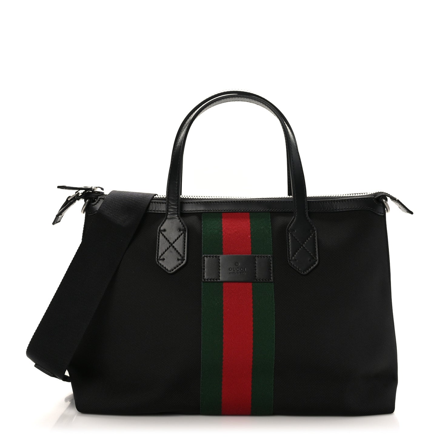 Nylon Web Top Handle Shoulder Bag Black