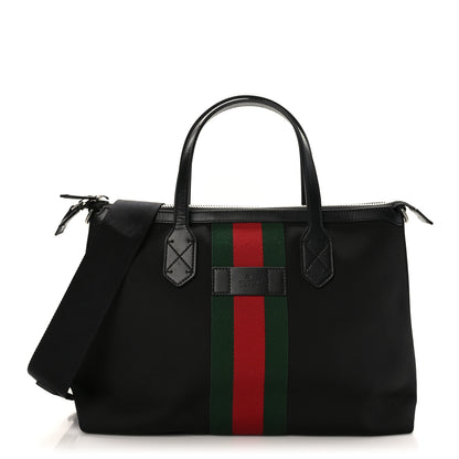 Gucci Nylon Web Top Handle Shoulder Bag Black 1 of 9