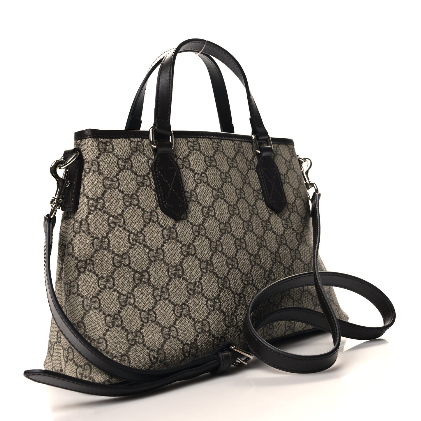 GG Supreme Monogram Small Zippered Tote Dark Brown