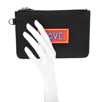 Fendi Vitello Century Vocabulary Love Pouch Black Multicolor 2 of 8