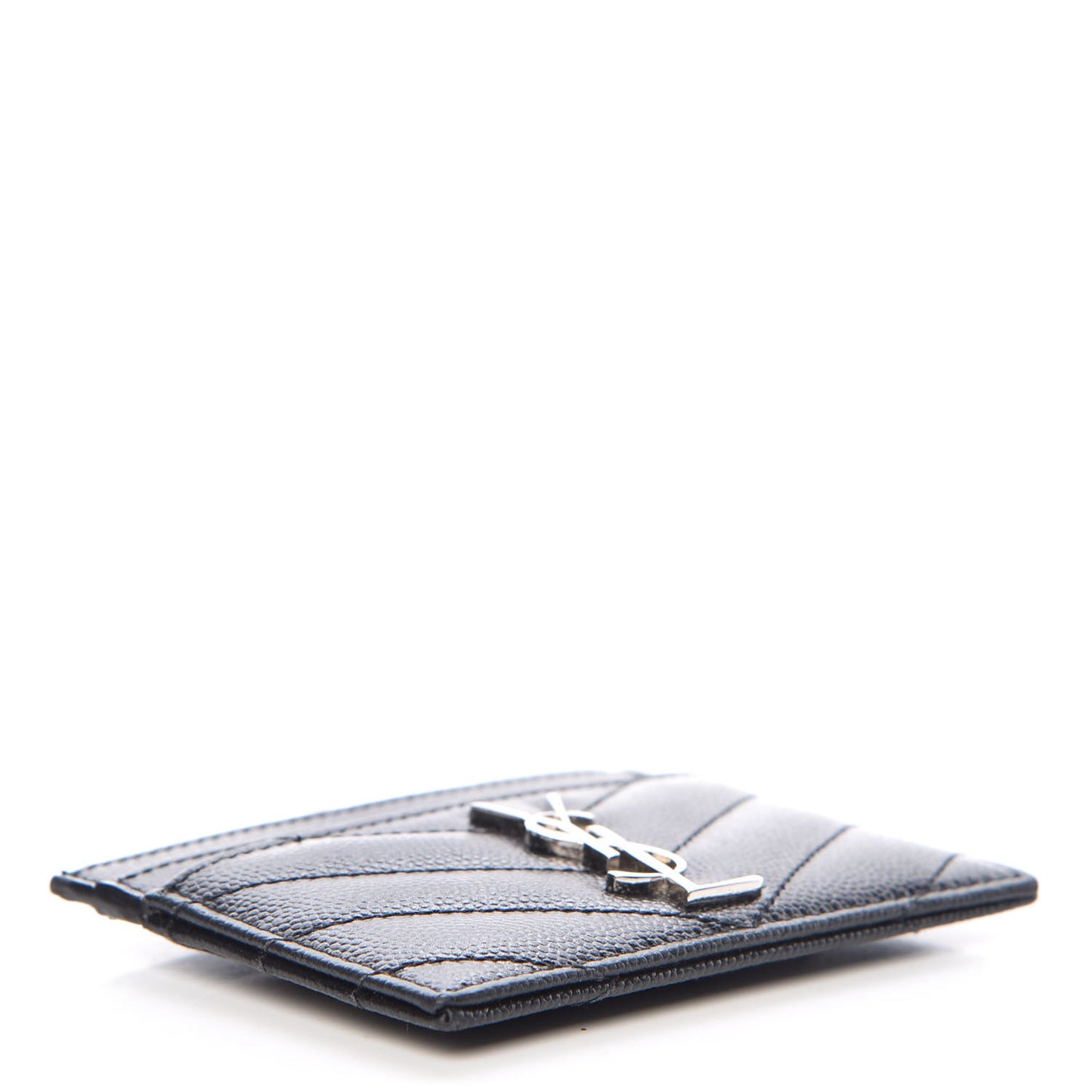 Grain De Poudre Matelasse Chevron Monogram Credit Card Case Black
