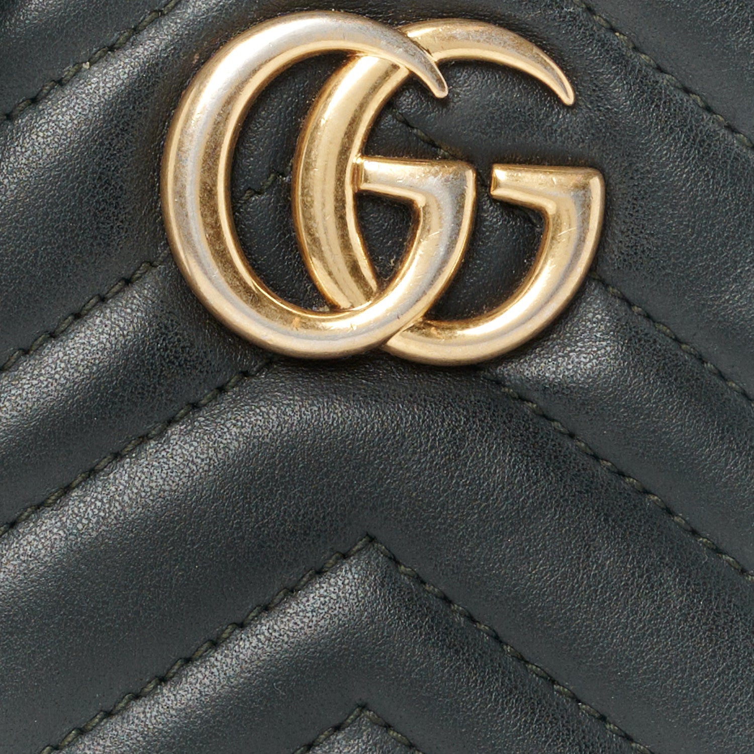 Gucci Calfskin Matelasse Mini GG Marmont Chain Shoulder Bag Black 9 of 12