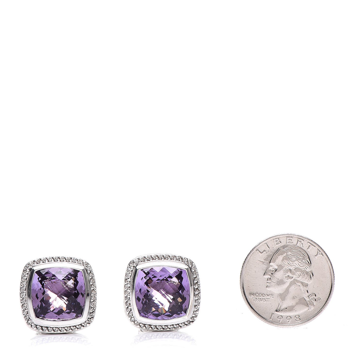 Sterling Silver Diamond Amethyst 14mm Albion Earrings
