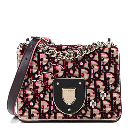 Christian Dior Velvet Crystal Small Diorama Club Flap Bag Plum 1 of 15